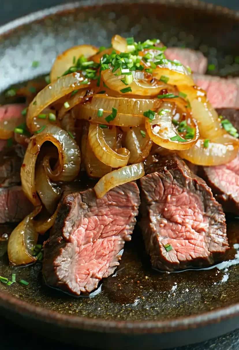 Foto deliciosa de Bife Acebolado pronta para servir - Carnes & Frango