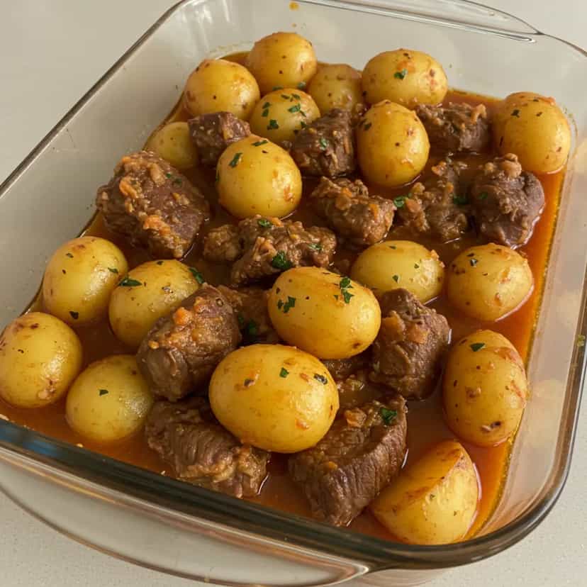 Foto deliciosa de Bife de Alcatra ao Molho com Batatas pronta para servir - Carnes & Frango