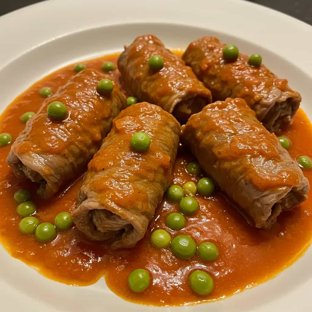 Bife Rolê com Molho de Ervilha