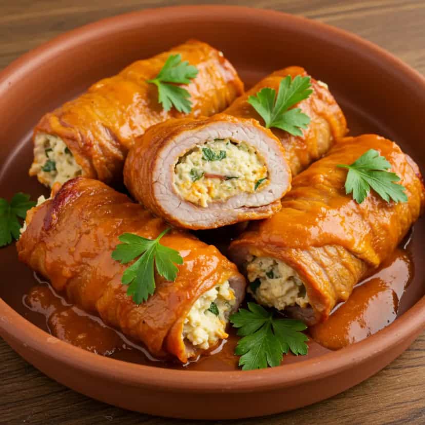 Foto deliciosa de Bife Rolê de Coxão Duro na Panela de Pressão pronta para servir - Carnes & Frango