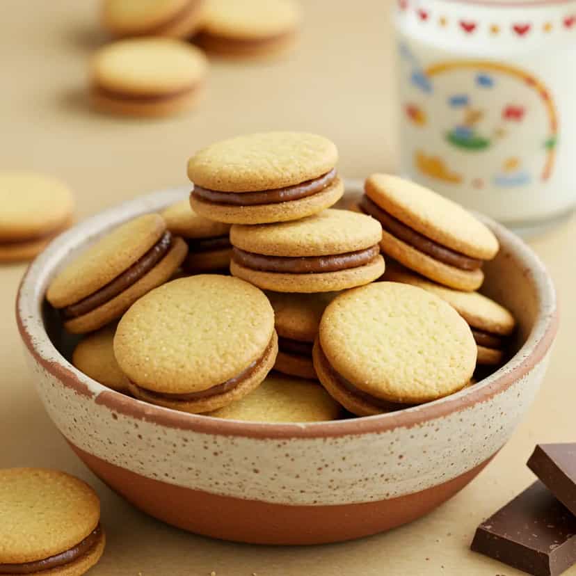 Foto deliciosa de Biscoitos amanteigados com recheio de brigadeiro pronta para servir - Brownies & Cookies