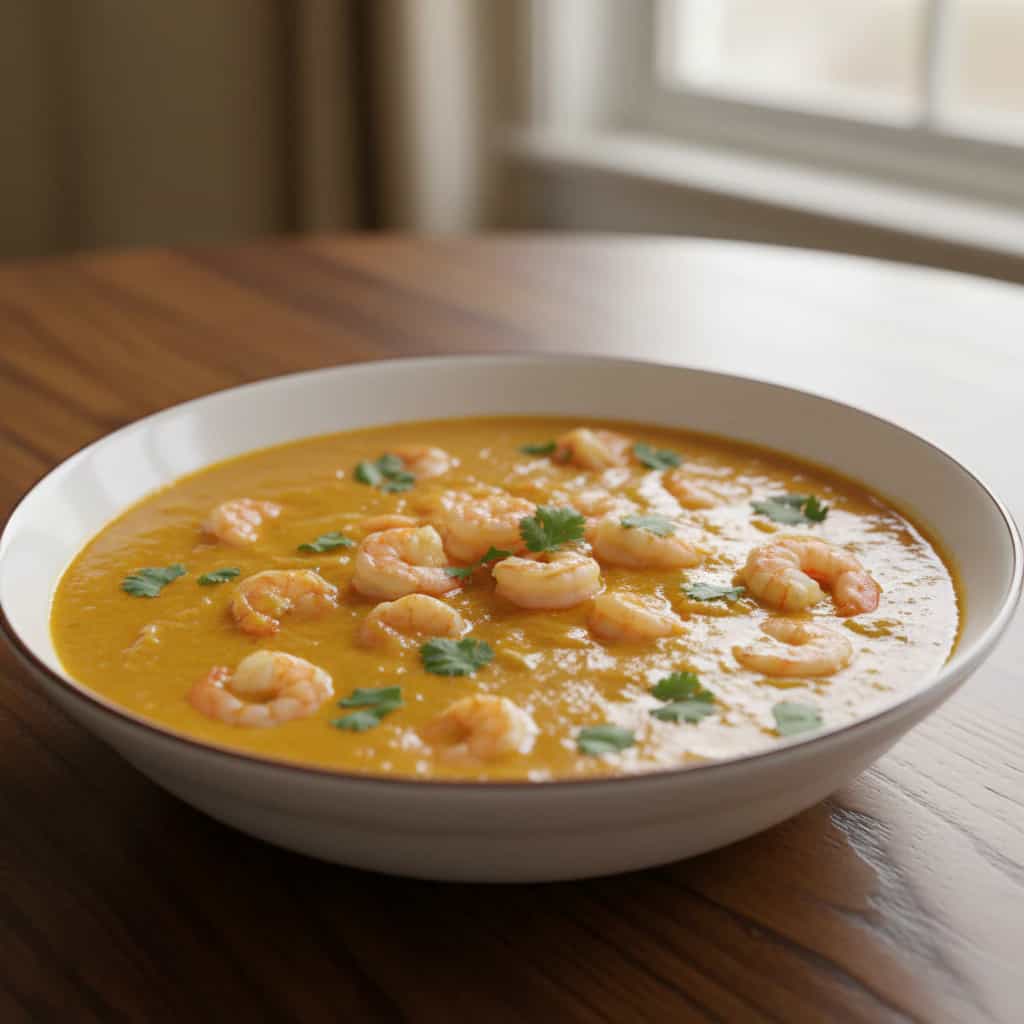 Bobó de Camarão Cremoso com Farofa de Dendê