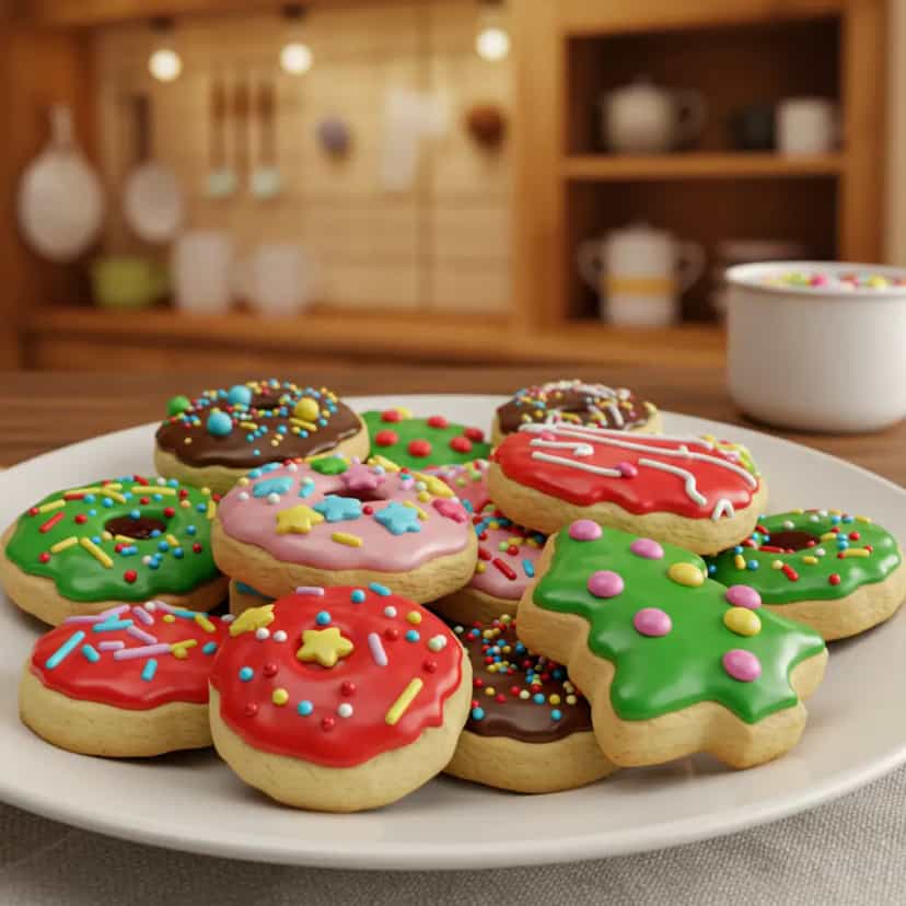 Foto deliciosa de Bolachas de Natal decoradas pronta para servir - Bolachas & Cookies