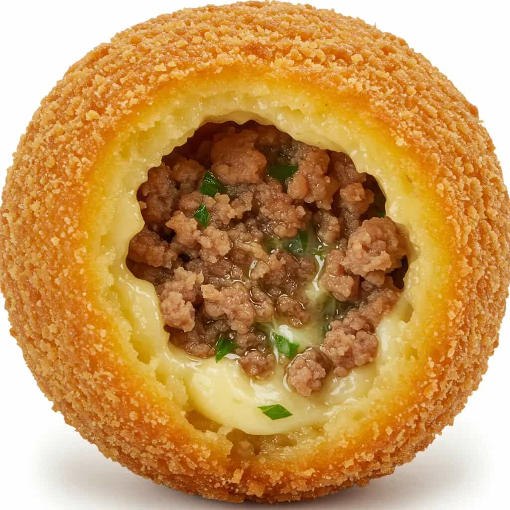 Bolinho de batata recheado com carne moída