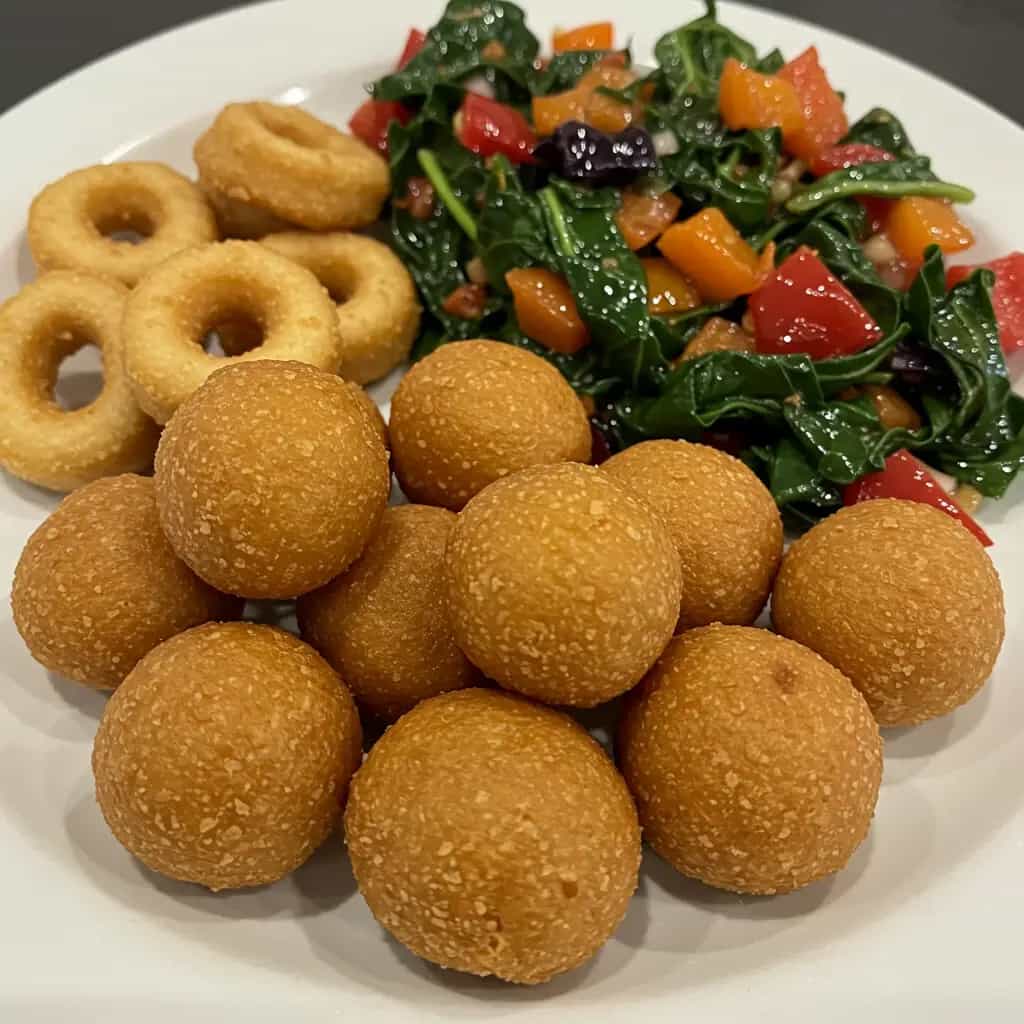 Bolinho de batata recheado com queijo e presunto