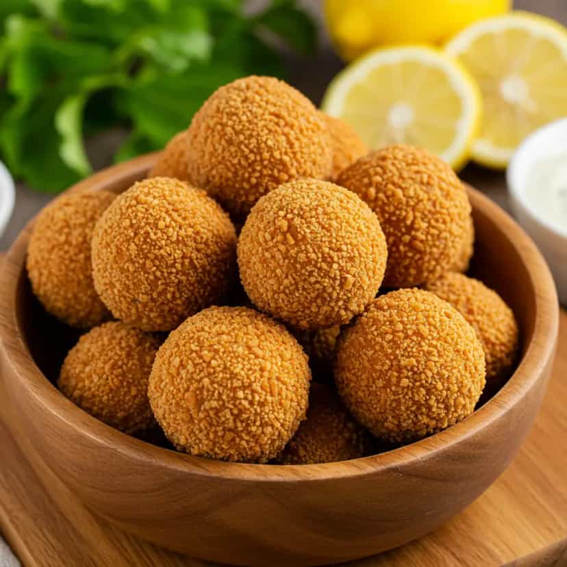 Foto deliciosa de Bolinho de Grão de Bico pronta para servir - Salgadinhos