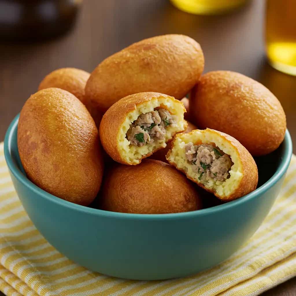 Bolinho de Mandioca Recheado com Carne