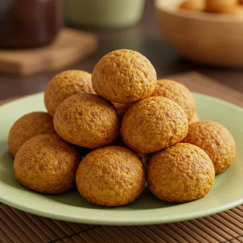 Foto deliciosa de Bolinhos de Carne-Seca com Mandioca pronta para servir - Pratos Brasileiros Icônicos