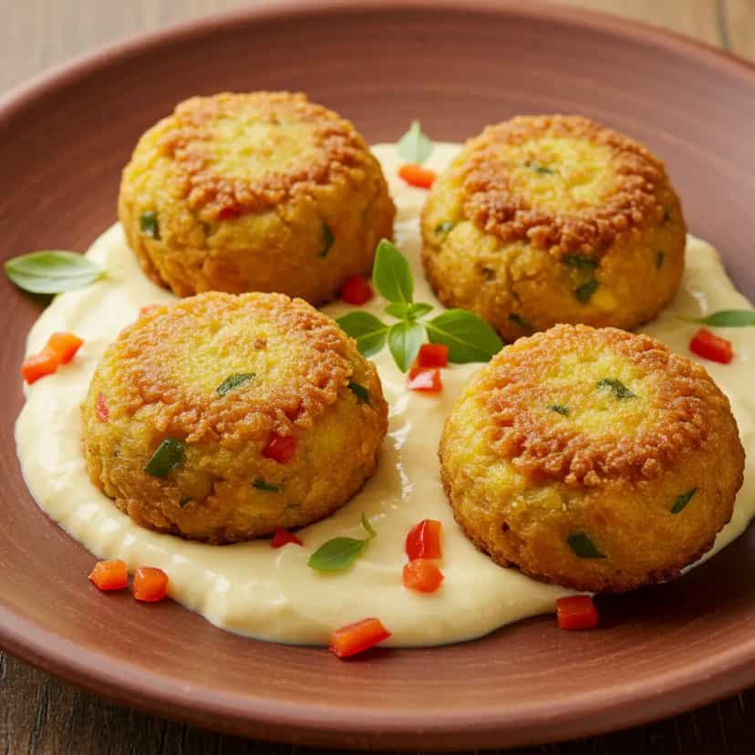 Foto deliciosa de Bolinhos de Queijo Minas com Molho de Tomate e Coco pronta para servir - Salgadinhos