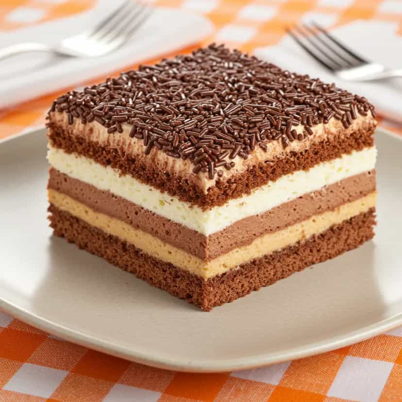 Foto deliciosa de Bolo Bicolor de Chocolate: Receita Caseira pronta para servir - Bolos & Cupcakes