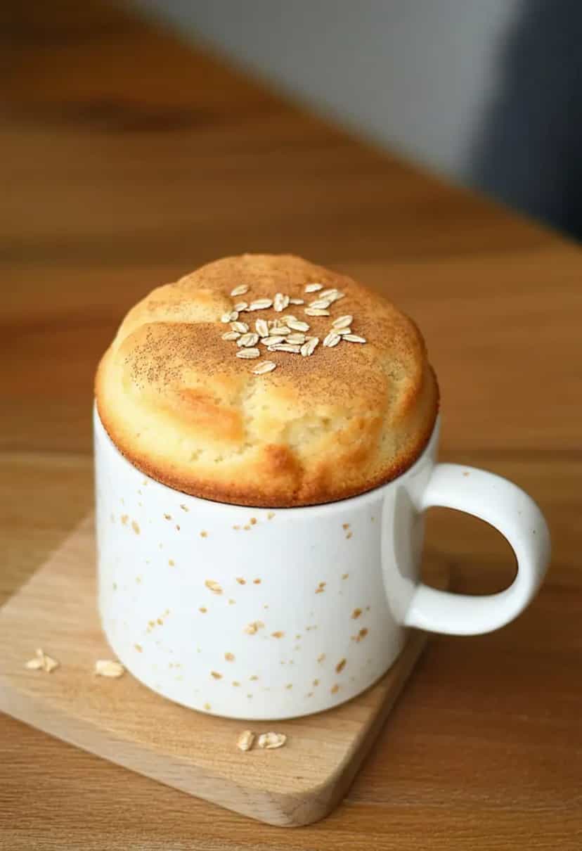Foto deliciosa de Bolo de Banana de Caneca com Aveia pronta para servir - Aveia