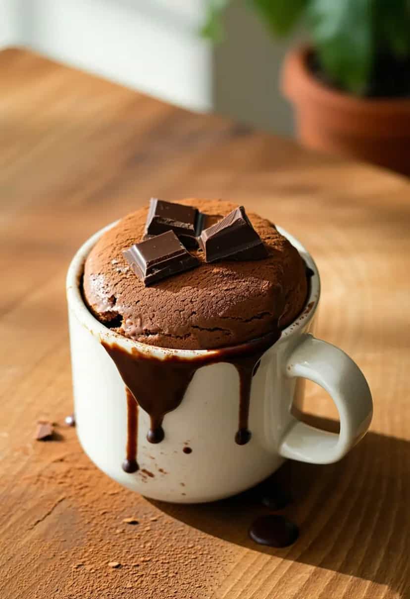 Foto deliciosa de Bolo de Caneca de Chocolate pronta para servir - No Micro-ondas