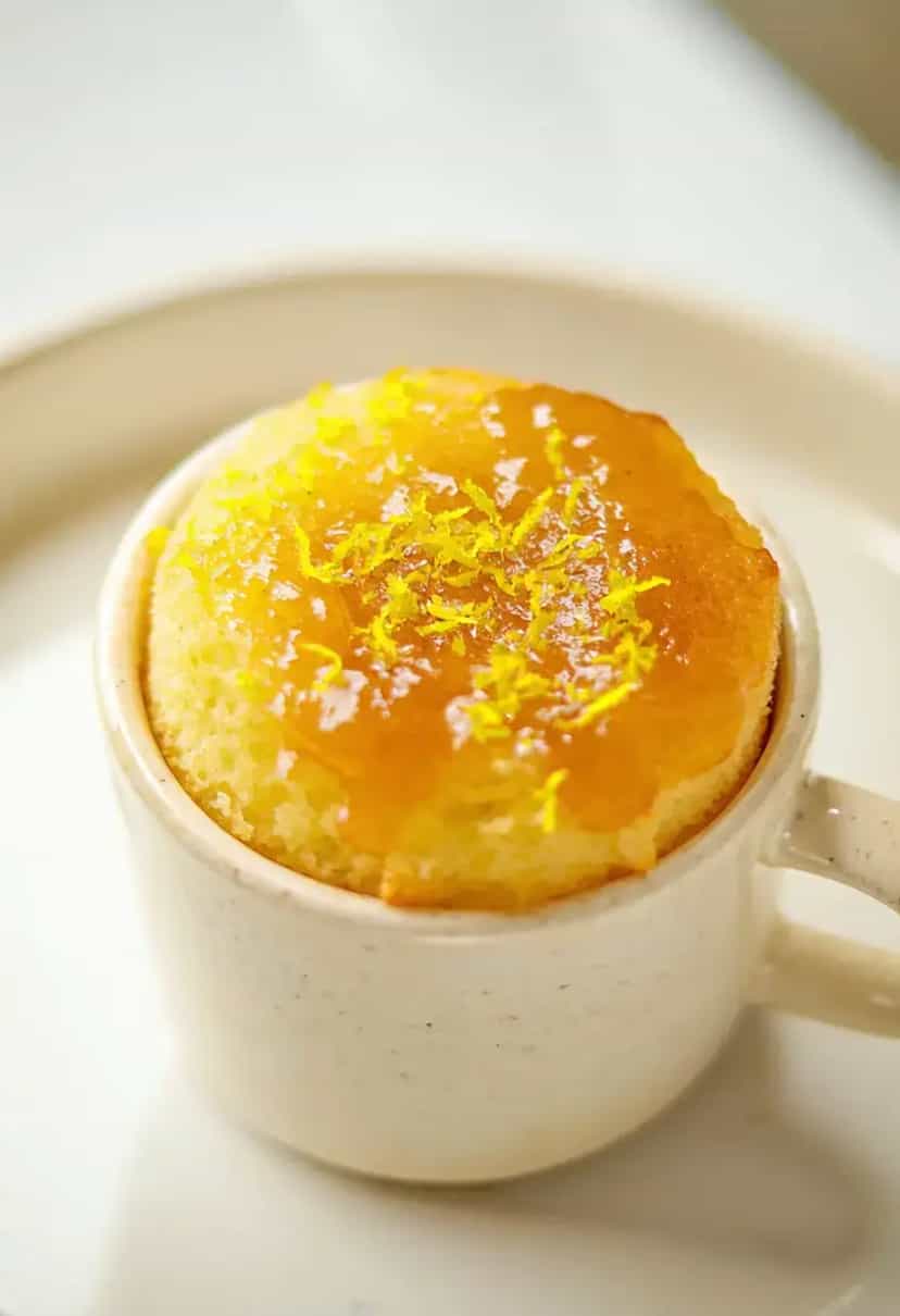 Foto deliciosa de Bolo de Caneca de Limão pronta para servir - No Micro-ondas