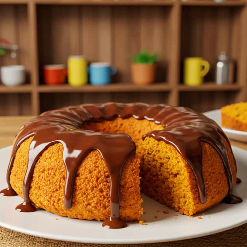 Foto deliciosa de Bolo de cenoura pronta para servir - Bolos & Cupcakes