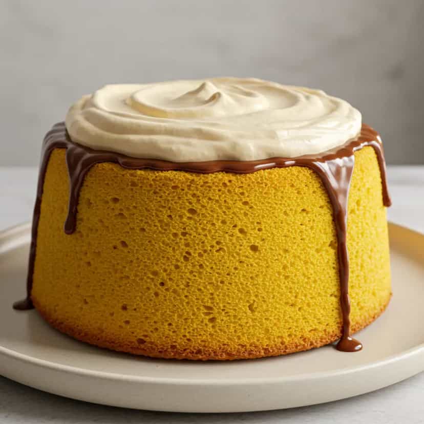 Foto deliciosa de Bolo de Cenoura com Cobertura Cremosa de Leite Condensado pronta para servir - Bolos & Cupcakes