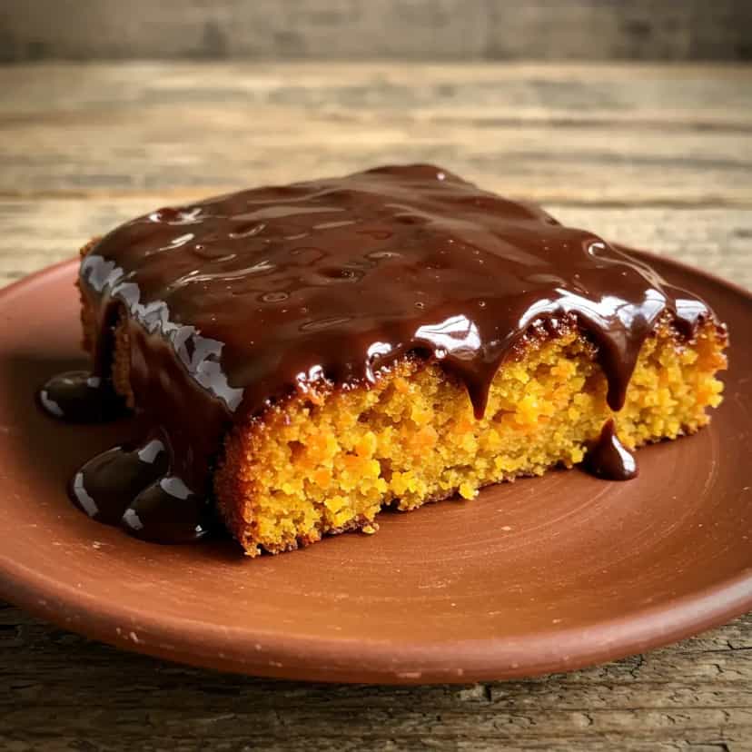 Foto deliciosa de Bolo de Cenoura com Cobertura de Leite de Coco pronta para servir - Bolos & Cupcakes