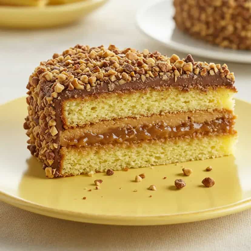 Foto deliciosa de Bolo de Chocolate com Amendoim e Doce de Leite pronta para servir - Bolos & Cupcakes