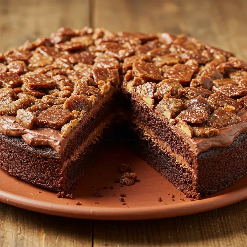 Bolo de Chocolate com Crocante de Pé-de-moleque