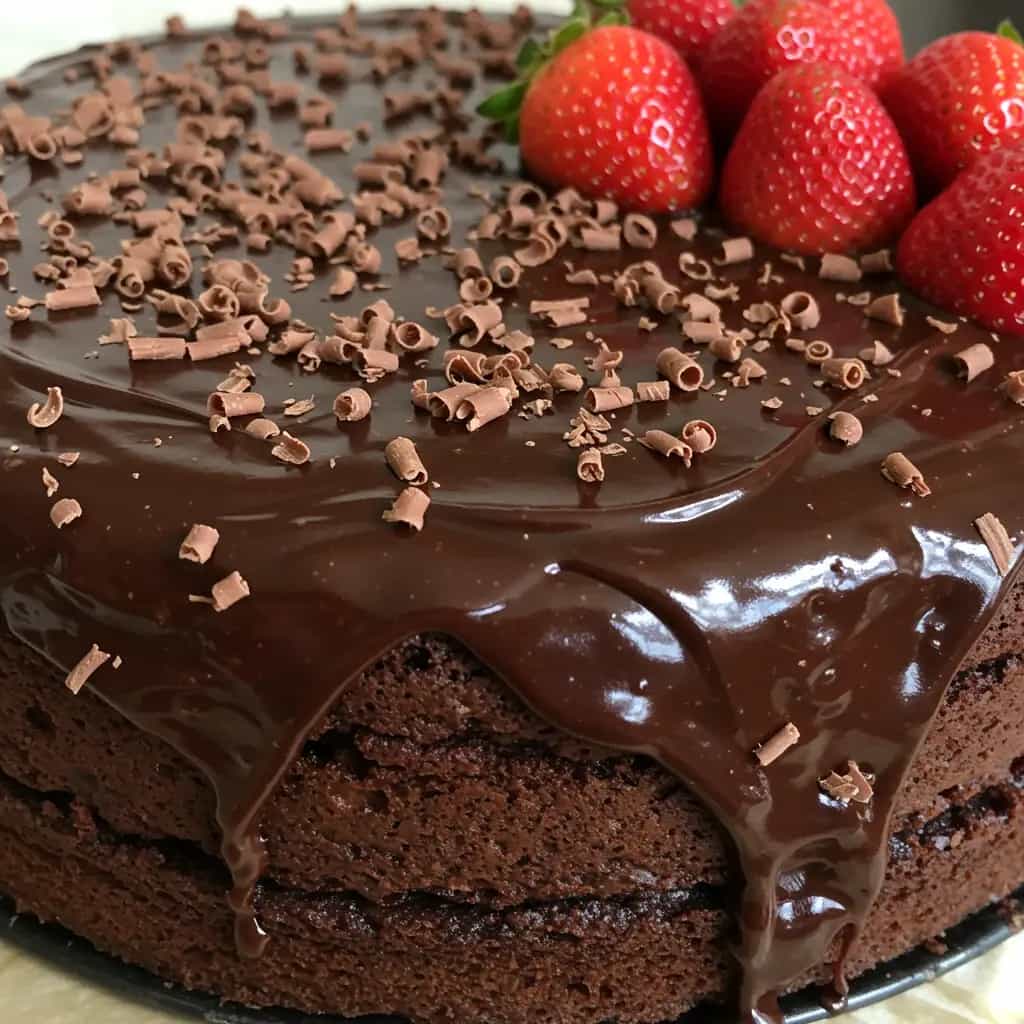 Bolo de Chocolate com Morangos