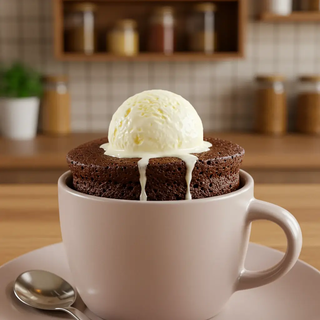 Bolo de chocolate de caneca na airfryer