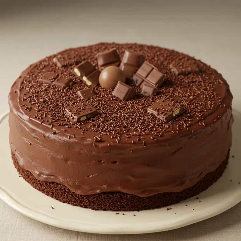 Foto deliciosa de Bolo de Chocolate Dois Frades com Recheio e Cobertura pronta para servir - Bolos & Cupcakes