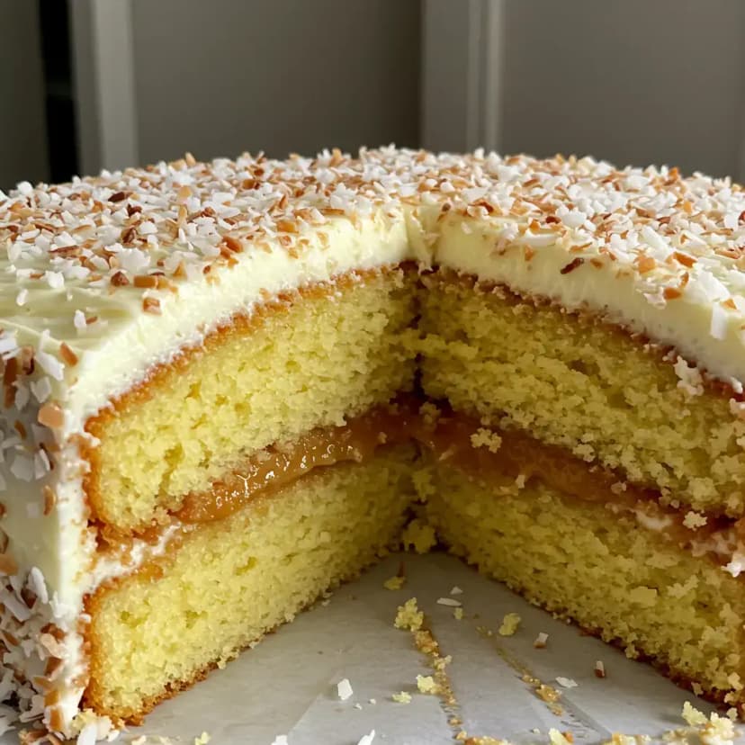Bolo de Coco com Doce de Leite e Amendoim