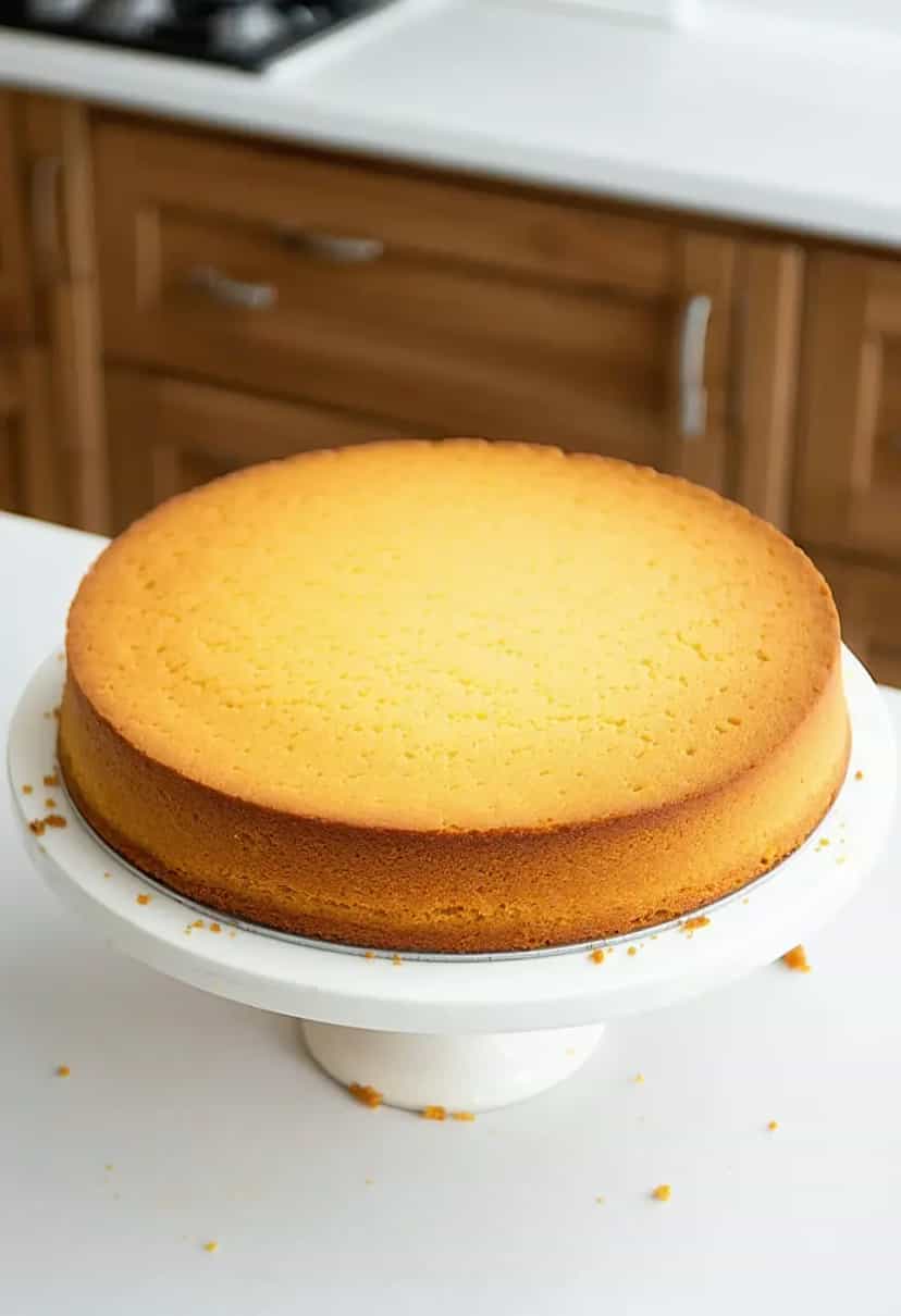 Foto deliciosa de Bolo de Flocão com Creme de Leite pronta para servir - Café da Manhã Brasileiro