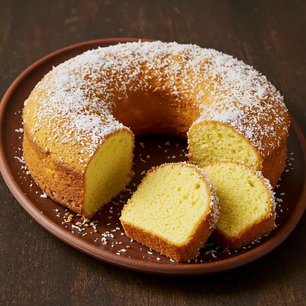 Bolo de Fubá com Coco e Queijo