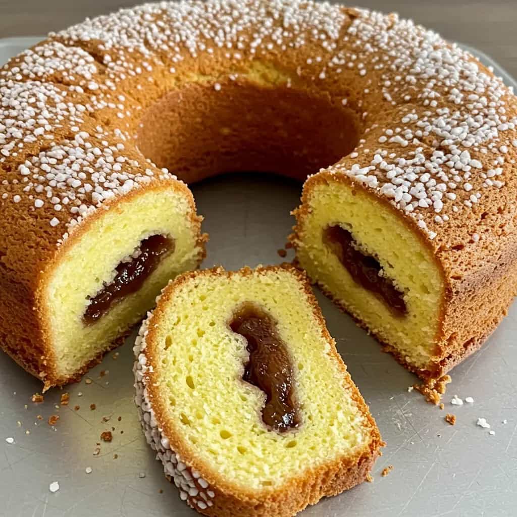 Bolo de Fubá Molhadinho com Goiabada e Crocante de Açúcar