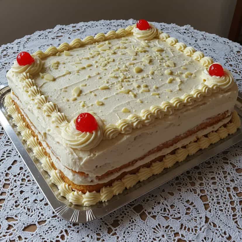 Foto deliciosa de Bolo de Laranja com Recheio de Doce de Leite e Cobertura de Marshmallow pronta para servir - Bolos & Cupcakes