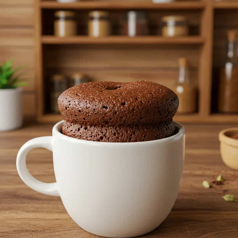 Foto deliciosa de Bolo de microondas de chocolate pronta para servir - No Micro-ondas