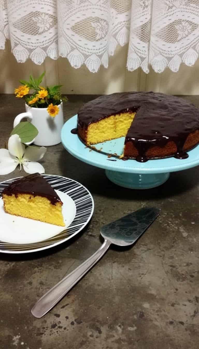 Bolo de Milho com Cobertura de Chocolate