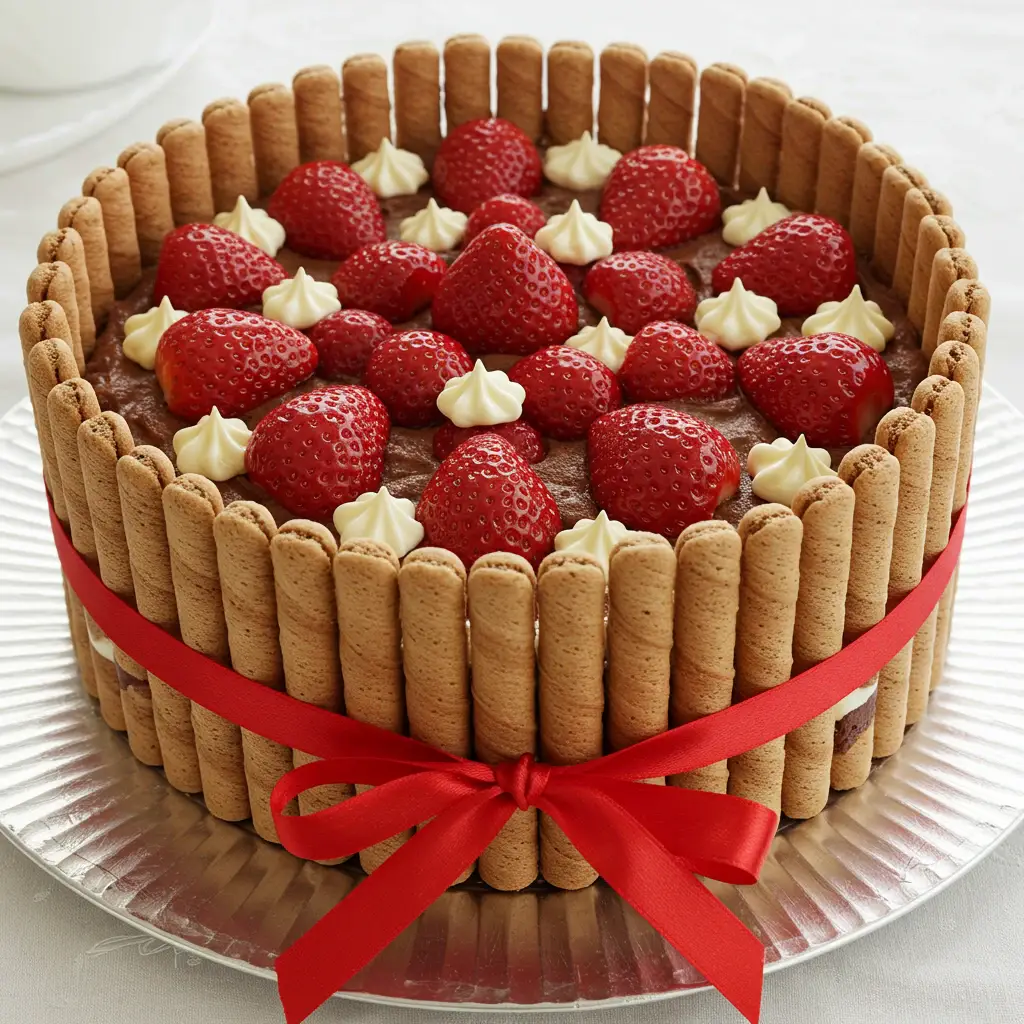 Bolo de Morango com Mousse de Chocolate
