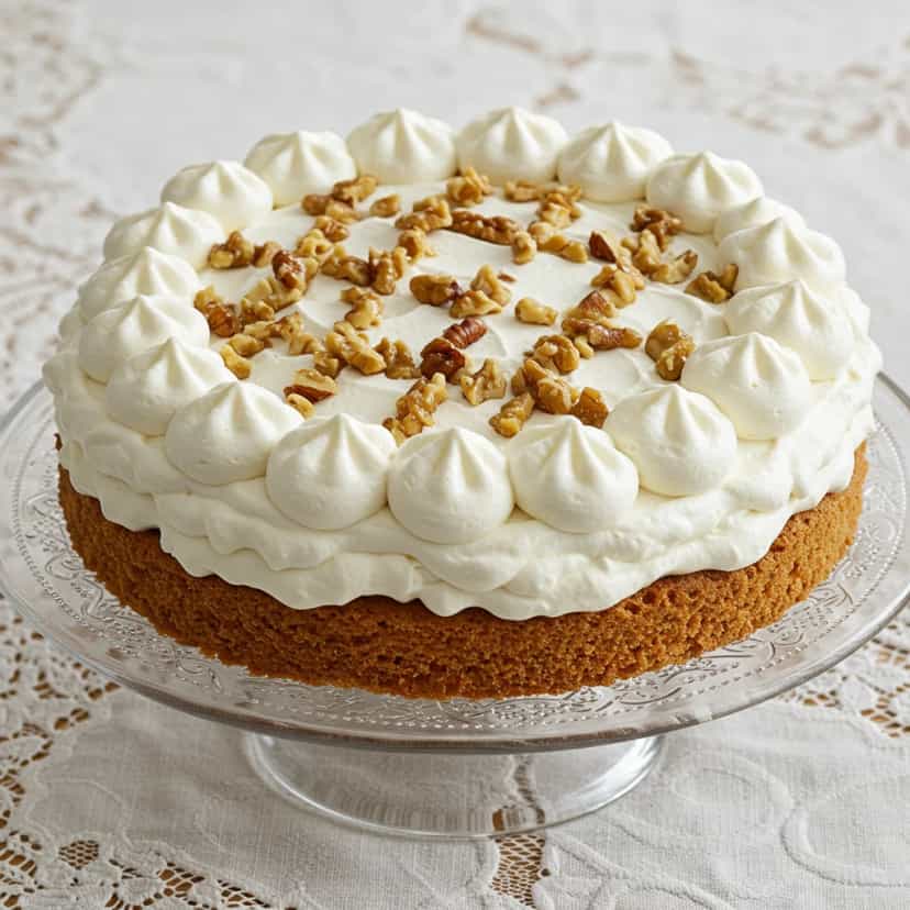 Foto deliciosa de Bolo de Nozes com Recheio de Brigadeiro e Chantilly pronta para servir - Bolos & Cupcakes