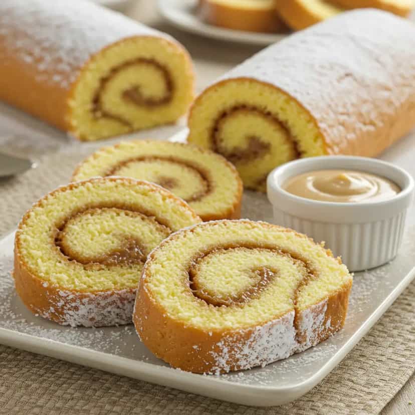 Foto deliciosa de Bolo de Pão de Ló com Recheio de Leite Condensado pronta para servir - Bolos & Cupcakes