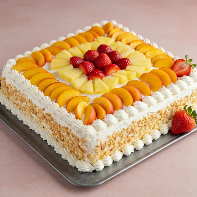 Foto deliciosa de Bolo de Salada de Frutas com Creme de Leite Condensado pronta para servir - Bolos & Cupcakes