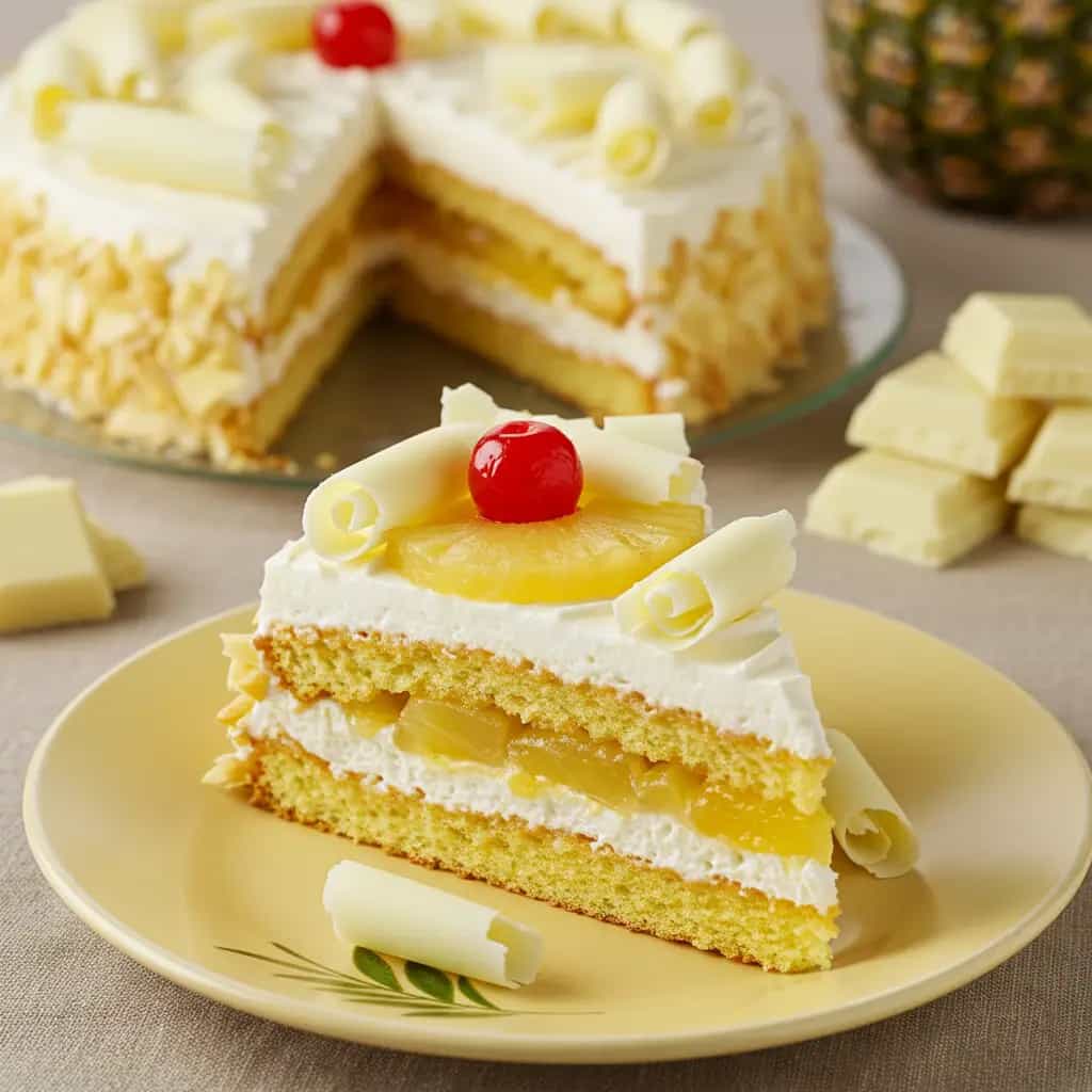 Bolo Gelado de Abacaxi com Coco e Chocolate