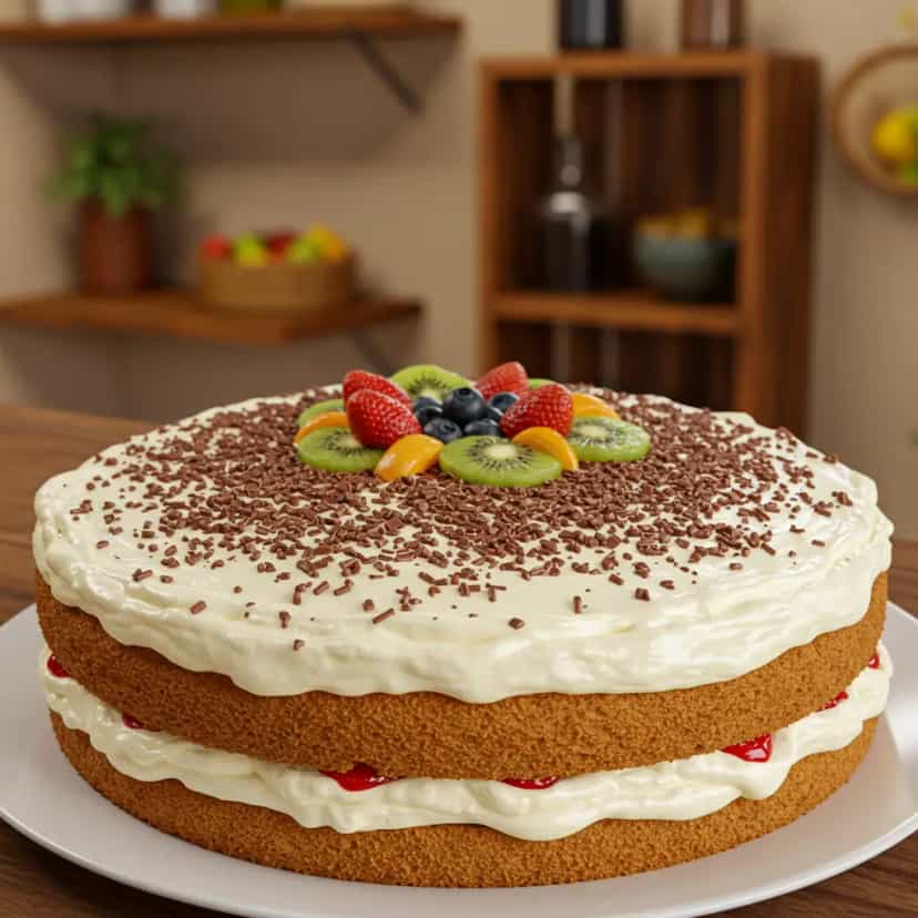 Foto deliciosa de Bolo grande de aniversário pronta para servir - Bolos & Cupcakes