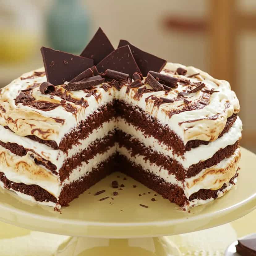 Foto deliciosa de Bolo Mesclado com Marshmallow: Receita Deliciosa pronta para servir - Bolos & Cupcakes