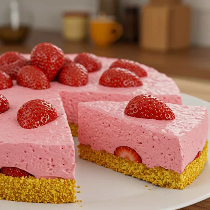 Foto deliciosa de Bolo mousse de morango pronta para servir - Bolos & Cupcakes