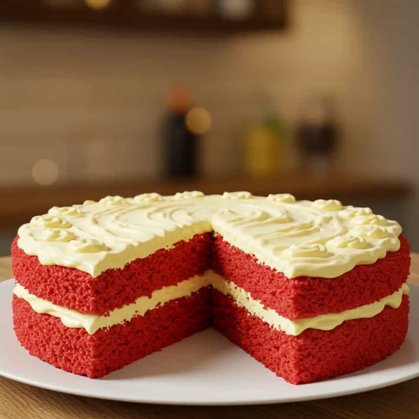 Foto deliciosa de Bolo red velvet com recheio de cream cheese pronta para servir - Bolos & Cupcakes