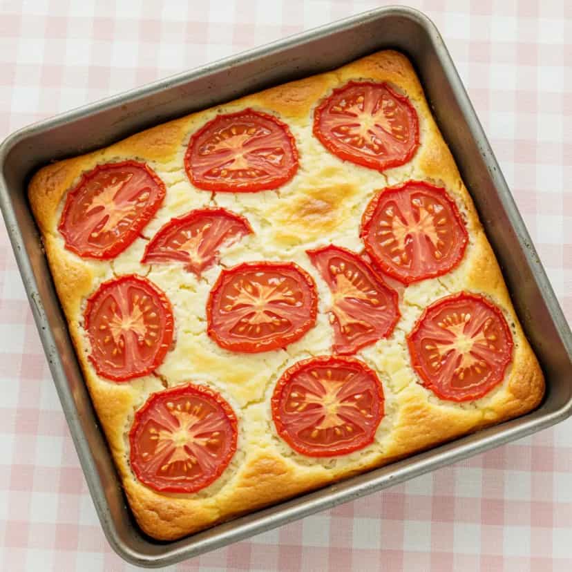 Foto deliciosa de Bolo Salgado de Tomate pronta para servir - Lanches de Padaria
