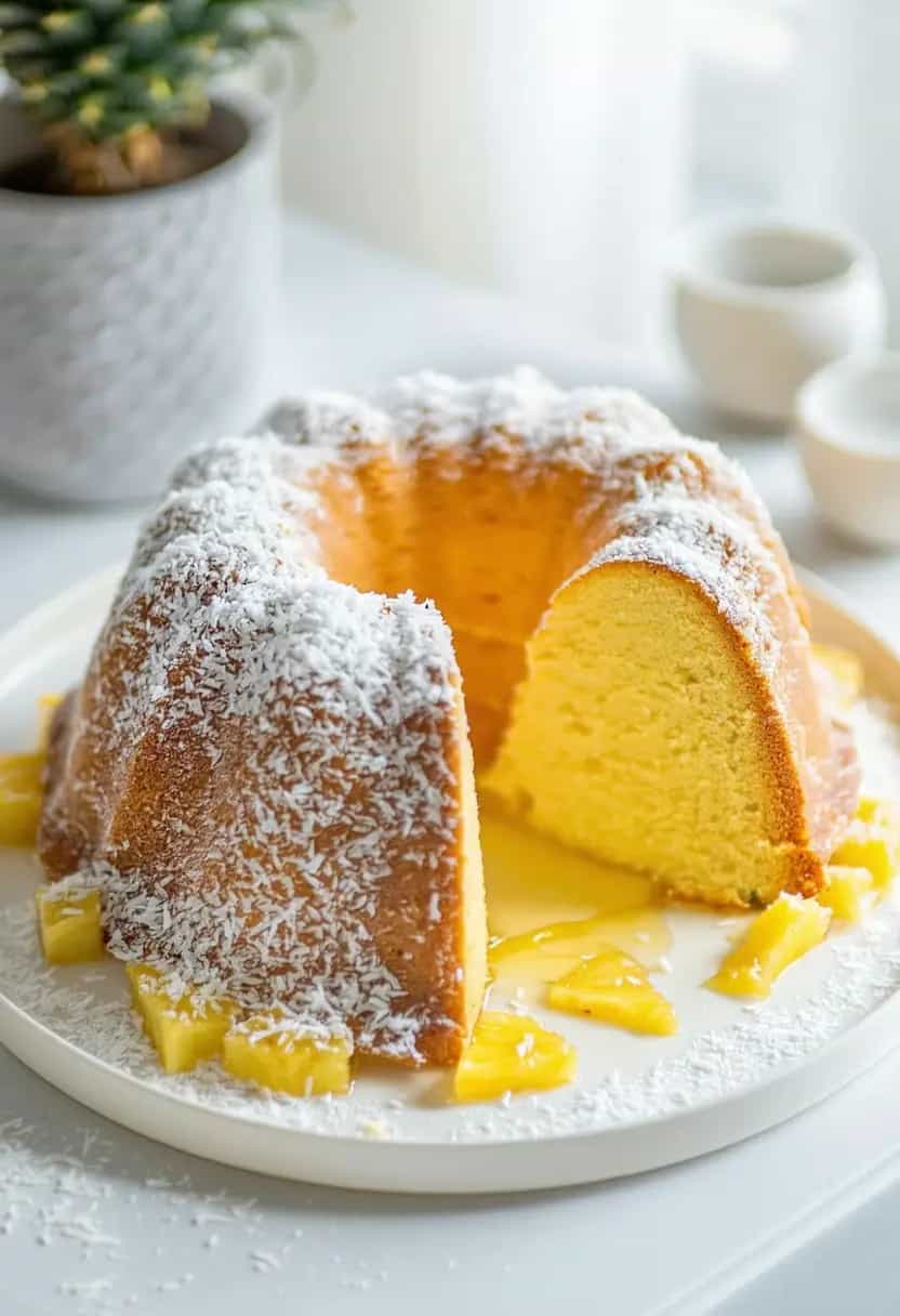 Bolo Toalha Felpuda de Coco e Abacaxi