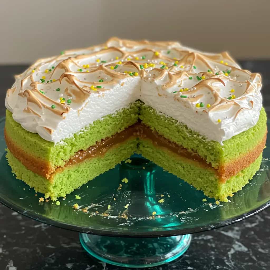 Bolo Verde e Amarelo com Doce de Leite
