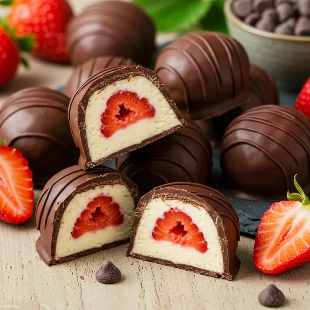 Bombons de Morango com Creme de Leite Condensado