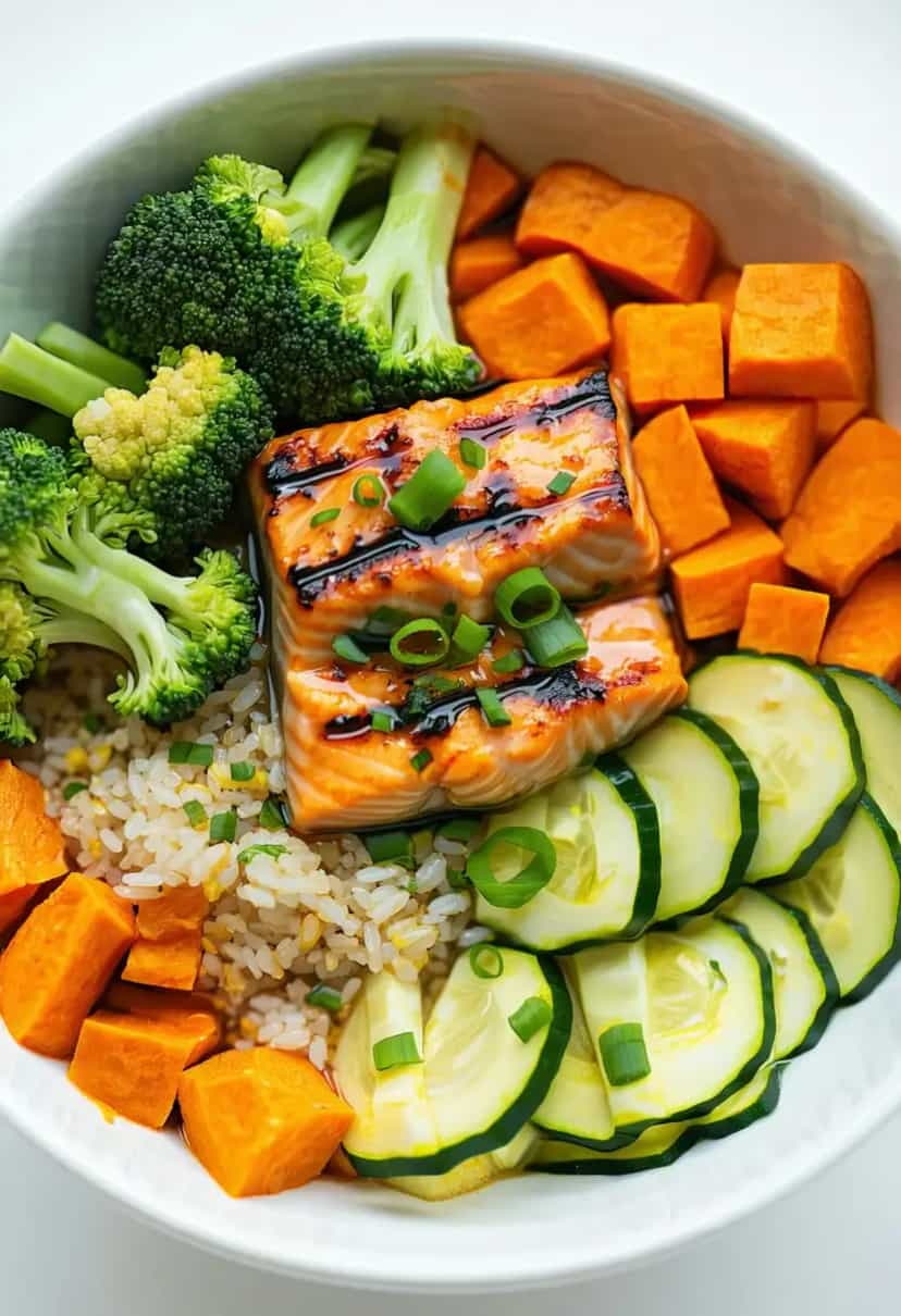 Foto deliciosa de Bowl de Salmão com Legumes pronta para servir - Bowls & Noodles