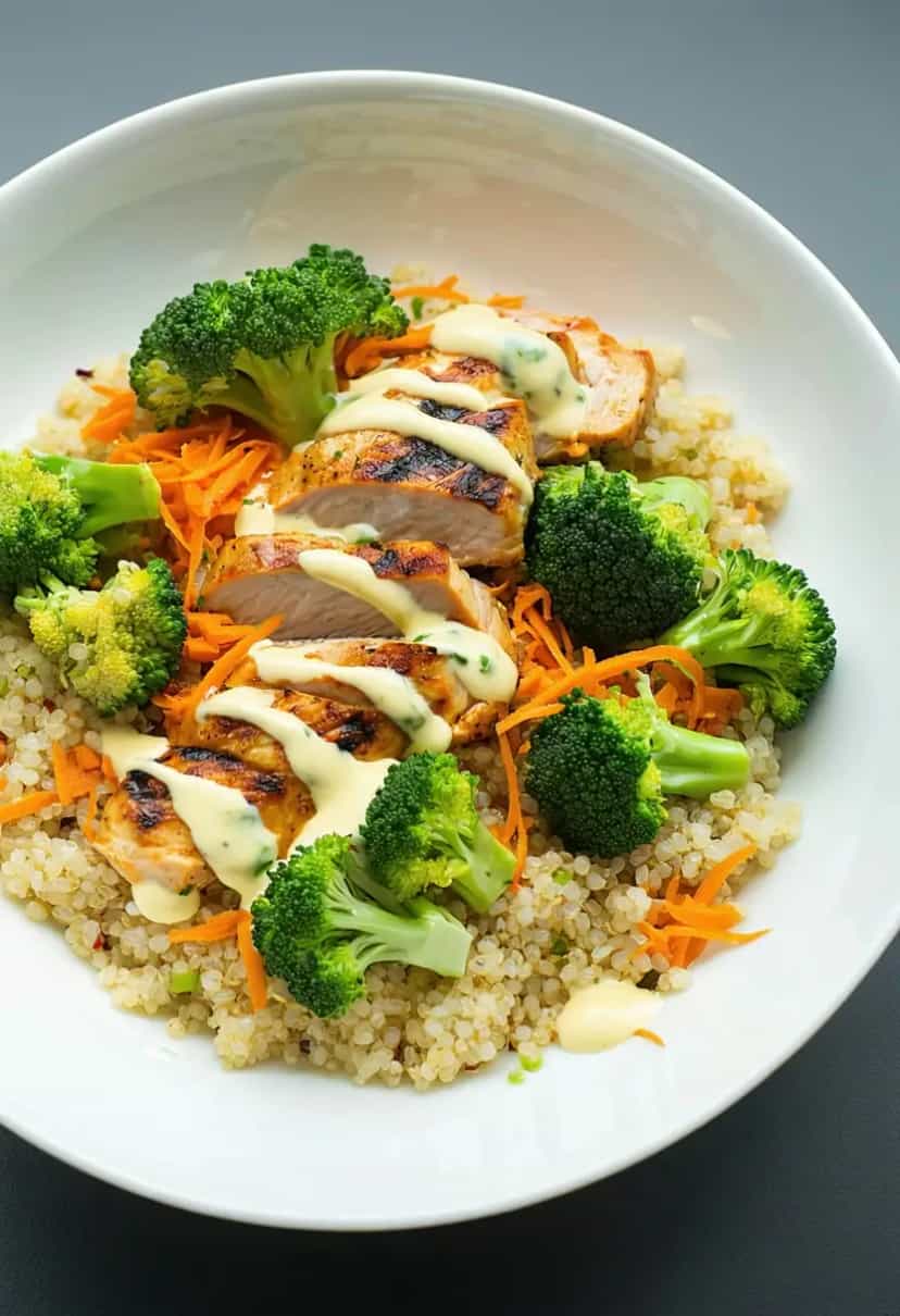Foto deliciosa de Bowl Proteico com Molho Gorgonzola pronta para servir - Bowls & Noodles