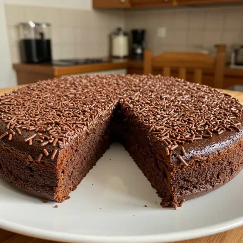 Foto deliciosa de Brigadeirão de microondas pronta para servir - Pudins & Cremes