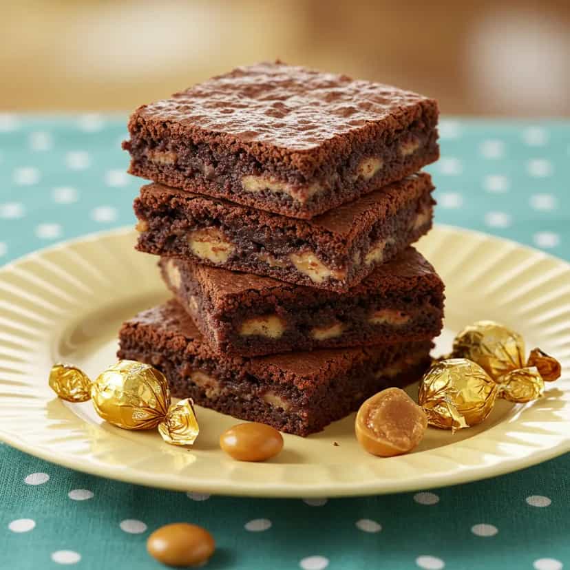 Foto deliciosa de Brownie de Chocolate com Recheio de Caramelo pronta para servir - Brownies & Cookies