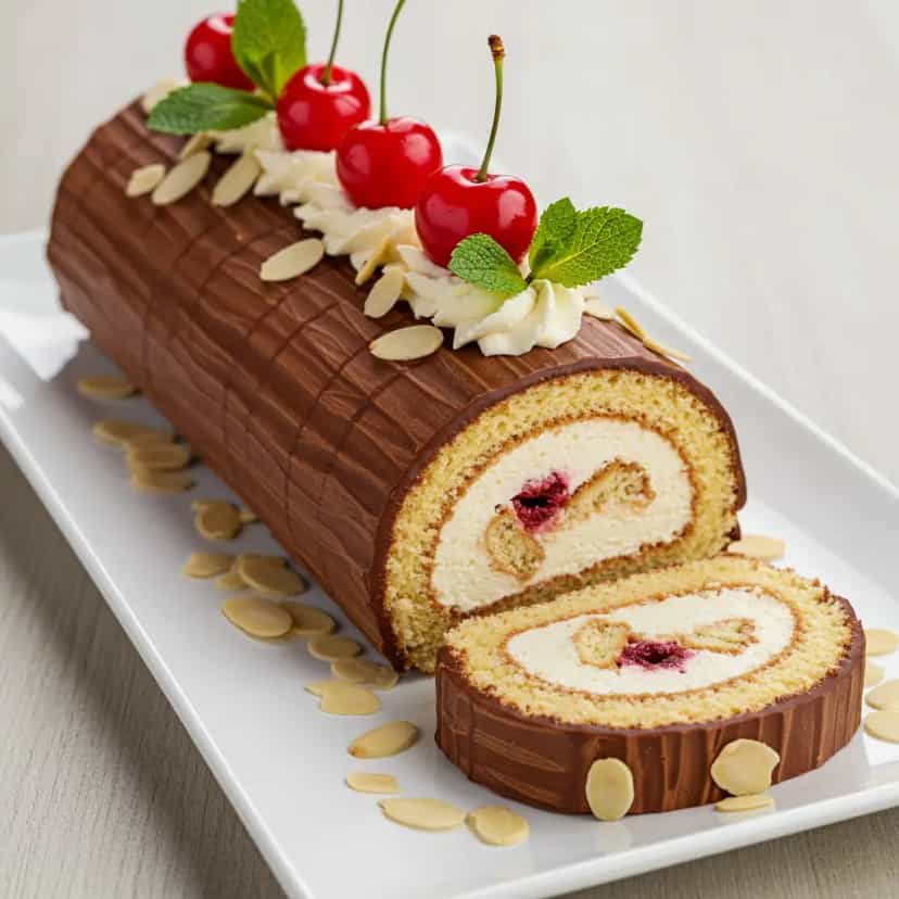 Foto deliciosa de Bûche de Nöel pronta para servir - Outras Receitas